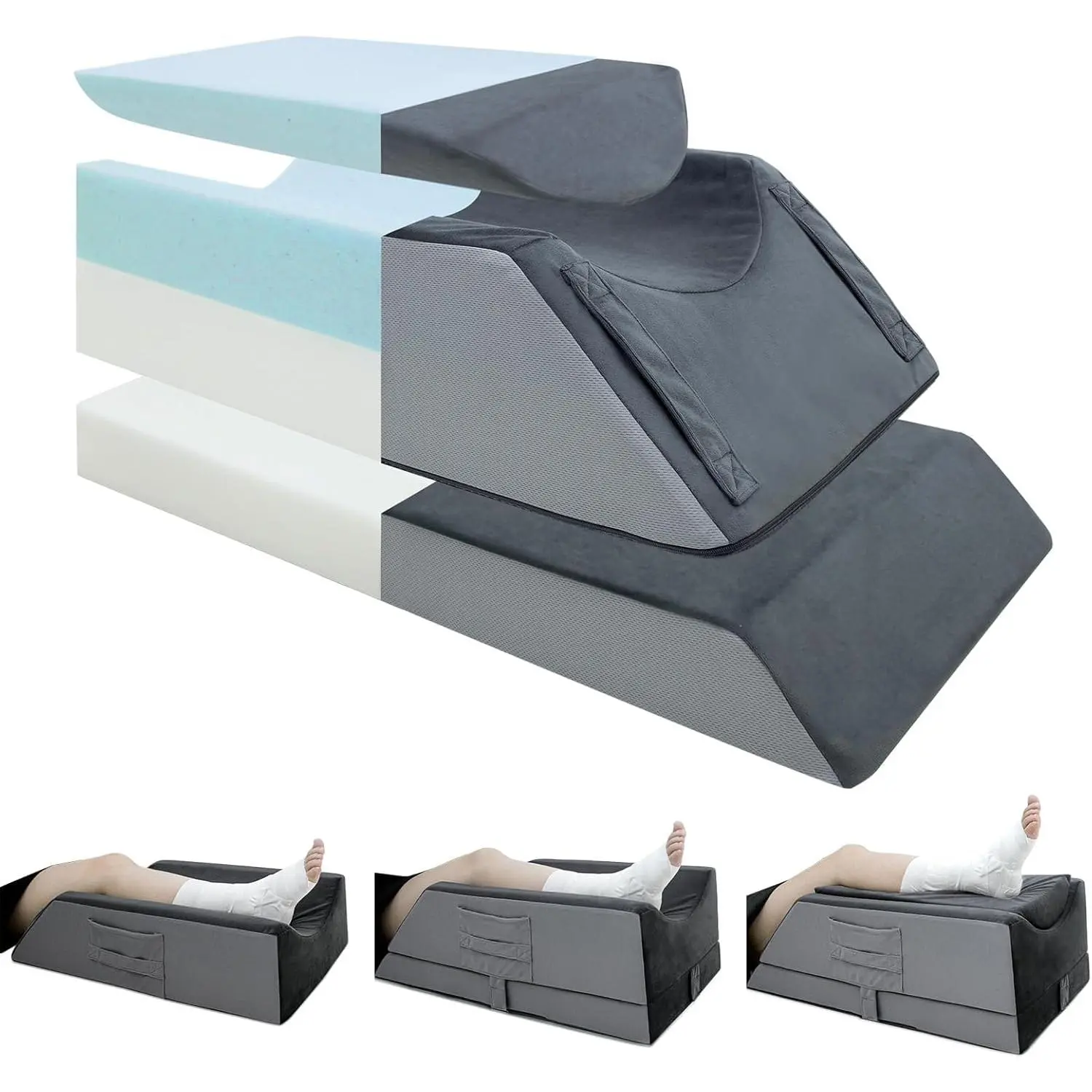 Elevation Pillows for After ,4-Height Adjustable  Elevating Pillow,   Equipment,Improving  Circulation,Ankle/Foot  , Washable Cover