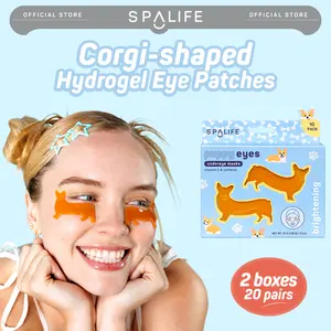 Puppy Eyes Depuffing Eye Patches | For Puffy Eyes and Dark Circles | With Vitamin C and Caffeine | Corgi-Shaped Hydrogel Patches | 2 Boxes - 20 Pairs of Dog Eye Mask