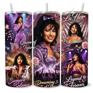 Selena Quintanilla 20  oz Tumbler - BPA Free, Stainless Steel, Leak Proof, Clear Lid, Includes Straw