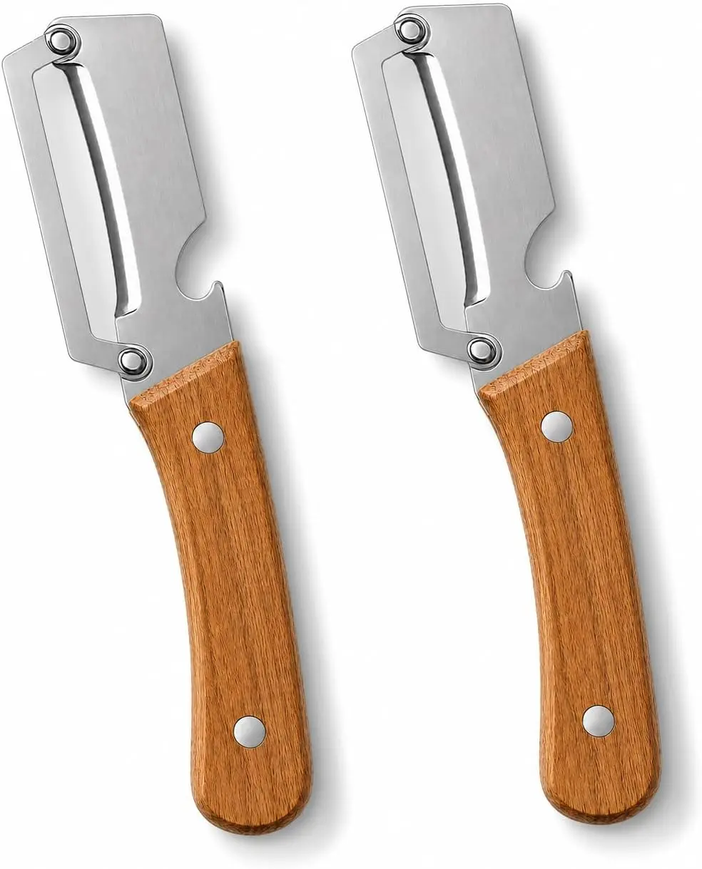 2PCS Kitchen Utensils Wooden-Handled Peeler, Stainless Steel Blade Vegetable & Fruit Peeling Tool with Bottle Opener, SummerVibes