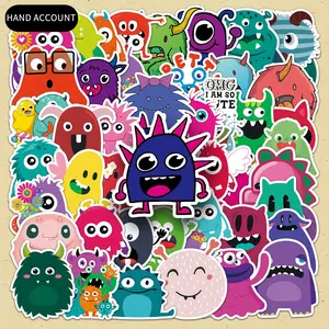Cartoon Monster Pattern Sticker, 50pcs/set Cute Cartoon Monster Decorative Sticker, DIY Decals for Scrapbooking, Journaling, Gift Wrapping, Funny Stickers
