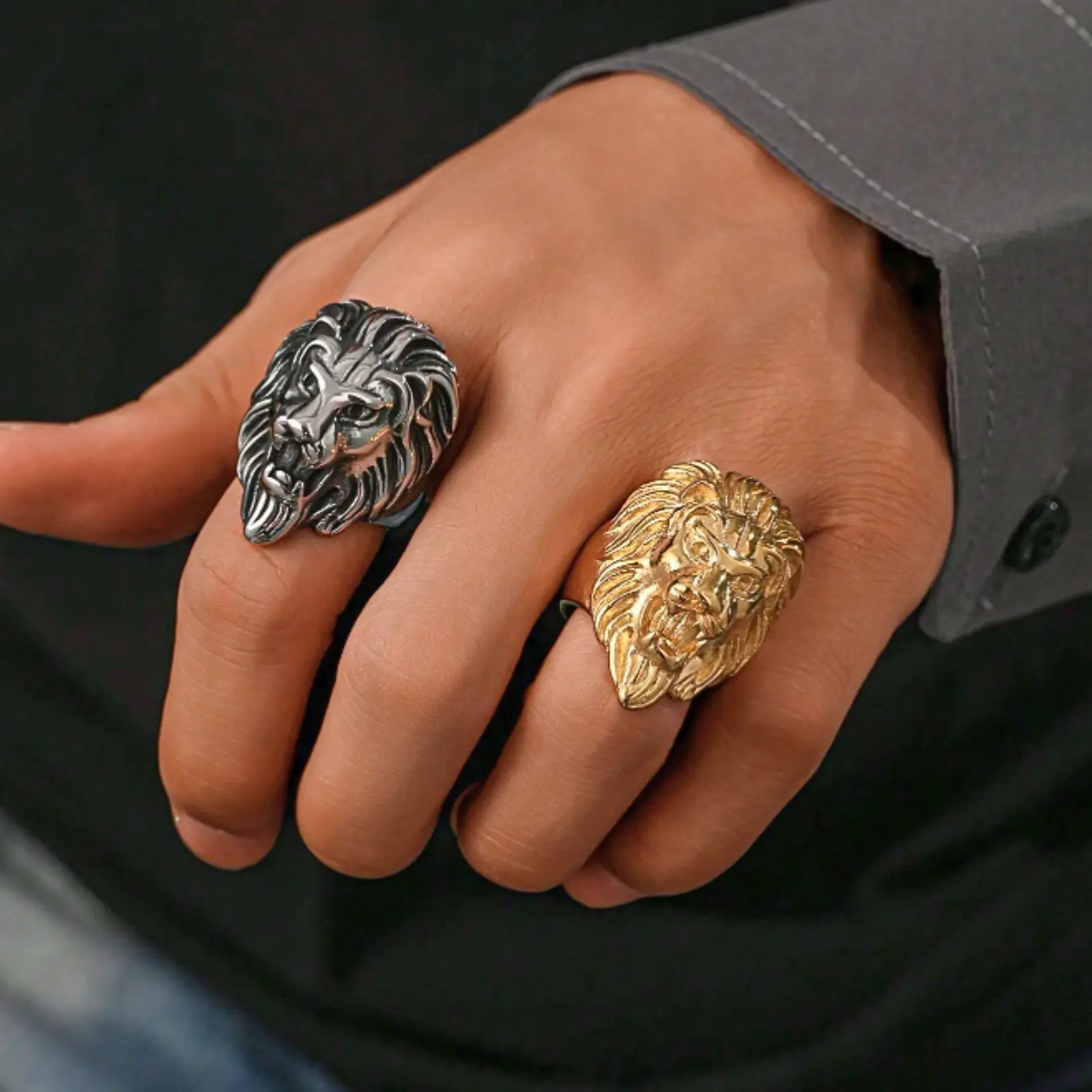 1 nugget ring for men, latest lion head pattern, jewelry creates dynamic personality. used as a gift for friends and relatives
