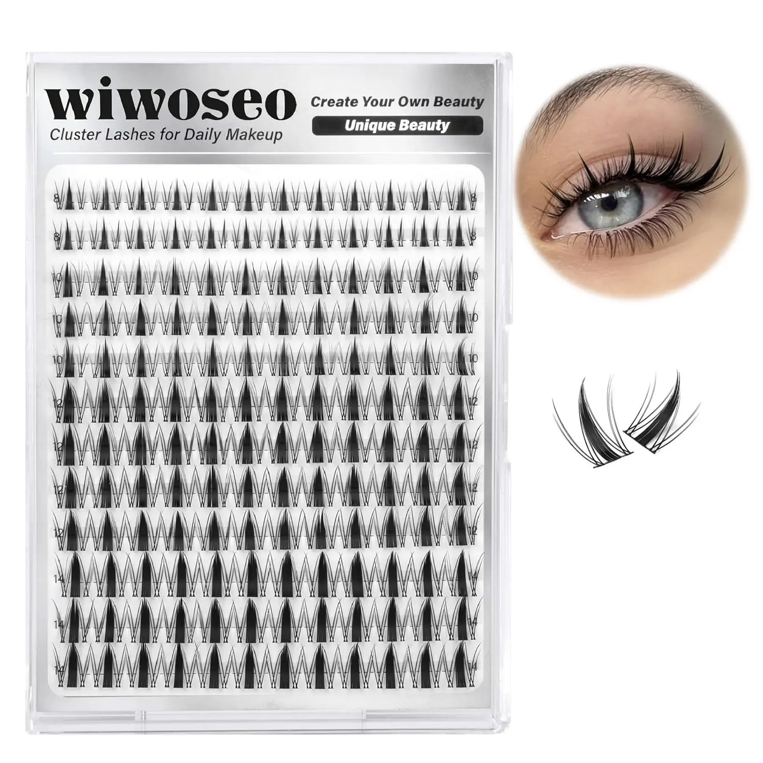 Natural Drifting Eyelash Clusters, Anime Lashes, Pointed Individual Extension, C Curl Single Root, DIY Home Makeup, 8-14mm Bottom Lashes, Volume Lash Clusters