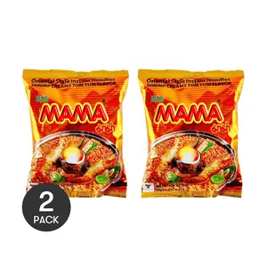 2 Pack MAMA Tom Yum Shrimp Instant Noodles - Authentic Thai Spicy & Sour Soup Flavor, 55g Each