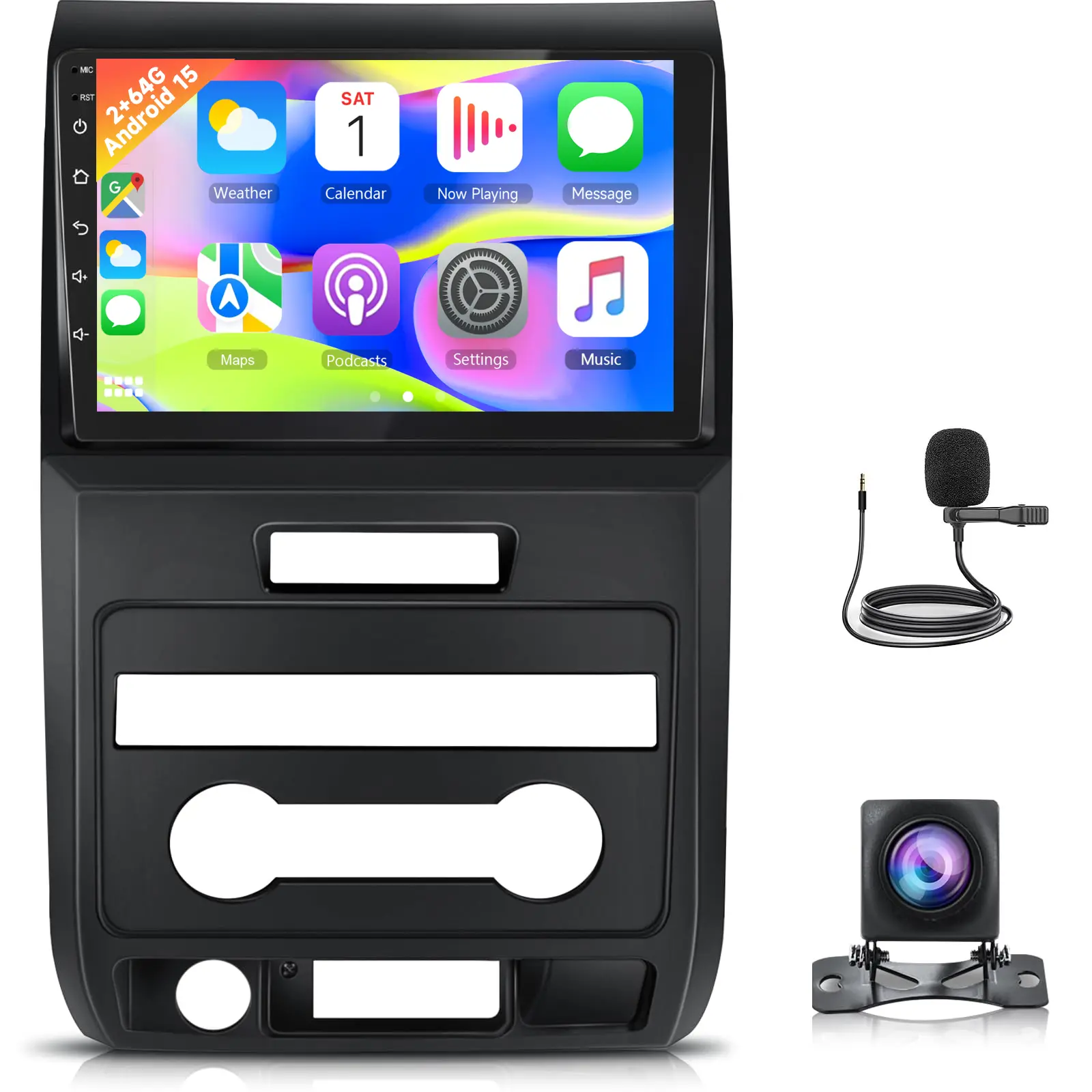 9-inch 2.5D HD Aftermarket Car Video Player Stereo for Ford F150 2009-2012, CarPlay Touchscreen Car-Mounted Infotainment Display with Android Auto, Steering Wheel Controls, Bluetooth, GPS Navigation, Backup Camera, Father's Day Gift Option