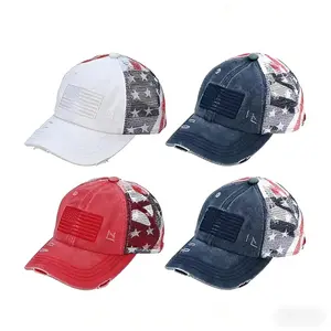 250 Years of Winning Hat 4th July Women's American Flag Embroidered Baseball Cap Adjustable Mesh Back Distressed Cotton Snapback for Patriotic Events USA 250th Anniversary