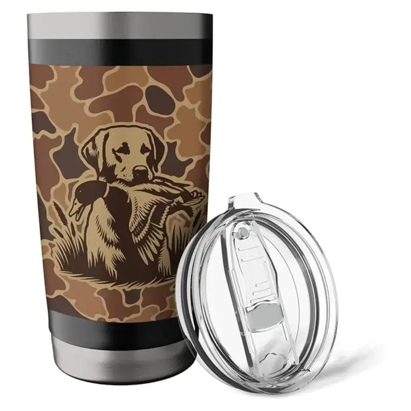 Vintage Waterfowl Hunting Camo Duck Tumbler, 12oz 20oz 30oz Stainless Steel Cup with Lid, Camouflage Travel Mug, Outdoor Gift for Hunters