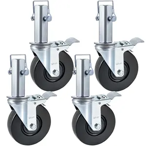 VEVOR 4 Pack 5" Heavy Duty Scaffolding Rubber Swivel Caster With Dual Locking 1.25" Square Stem 440LBS Capacity Per Wheel，Summervibes