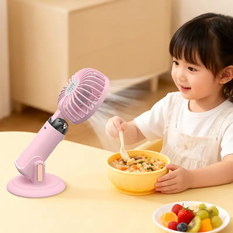 Baby Food Cooling Mini Fan, Ultra-Quiet USB Rechargeable Toddler Meal Cooler, Safe 3-Speed Portable Handheld Desk Fan for Hot Baby Food & Porridgec