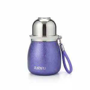 "Mini Stainless Steel Portable Flask | Purple Travel Beverage Container with Keychain | Compact Leak-Proof Drink Holder