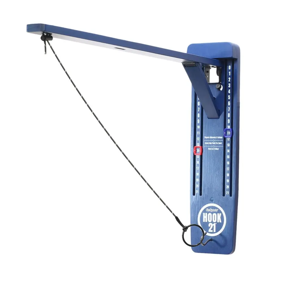 GoSports Hook 21 Wall Mount Ring Swing Game - Choose Your Color - Play Indoors or Outdoors with Foldable Arm