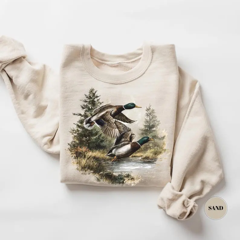 Vintage 90s Mallard Duck Sweatshirt/ T-shirt, Wildlife Pullover, Boho Cabincore Crewneck, Rustic Cabin Cozy Season Retro Graphic Shirt