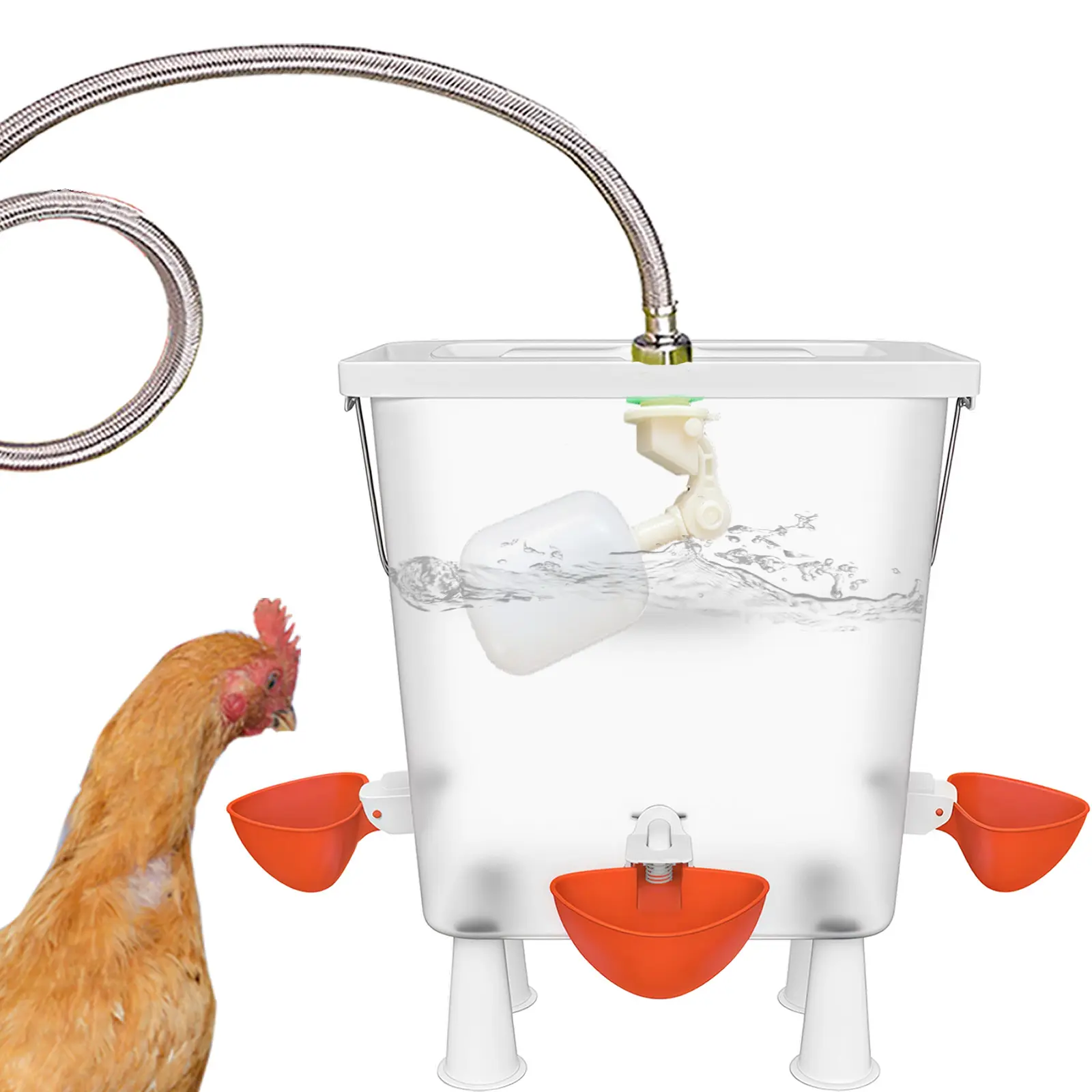 3 Gal Automatic Chicken Waterer with Float Valve - No Spill Poultry Feeding Supplies for Chicken Coop, Easy Cleaning & Installation for Hens, Ducks, Quails