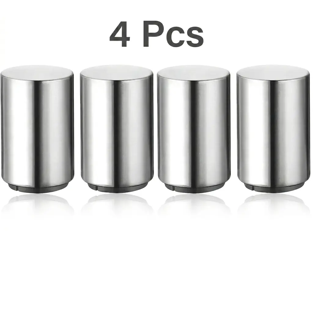 4-Pack Handy Compact Automatic Press-Type Magnetic Stainless Steel Bottle Opener, Effortless Opening Metal Kitchen Tool for Beer, Soda & Beverage Bottles, Sturdy Durable Home & Bar Party Supplies Set Utensils