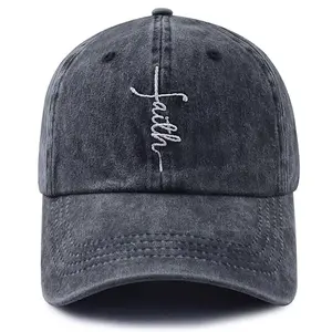 Christian Faith Hat For Women Men, Classic Washed Cotton Jesus Cross Embroidered Baseball Cap