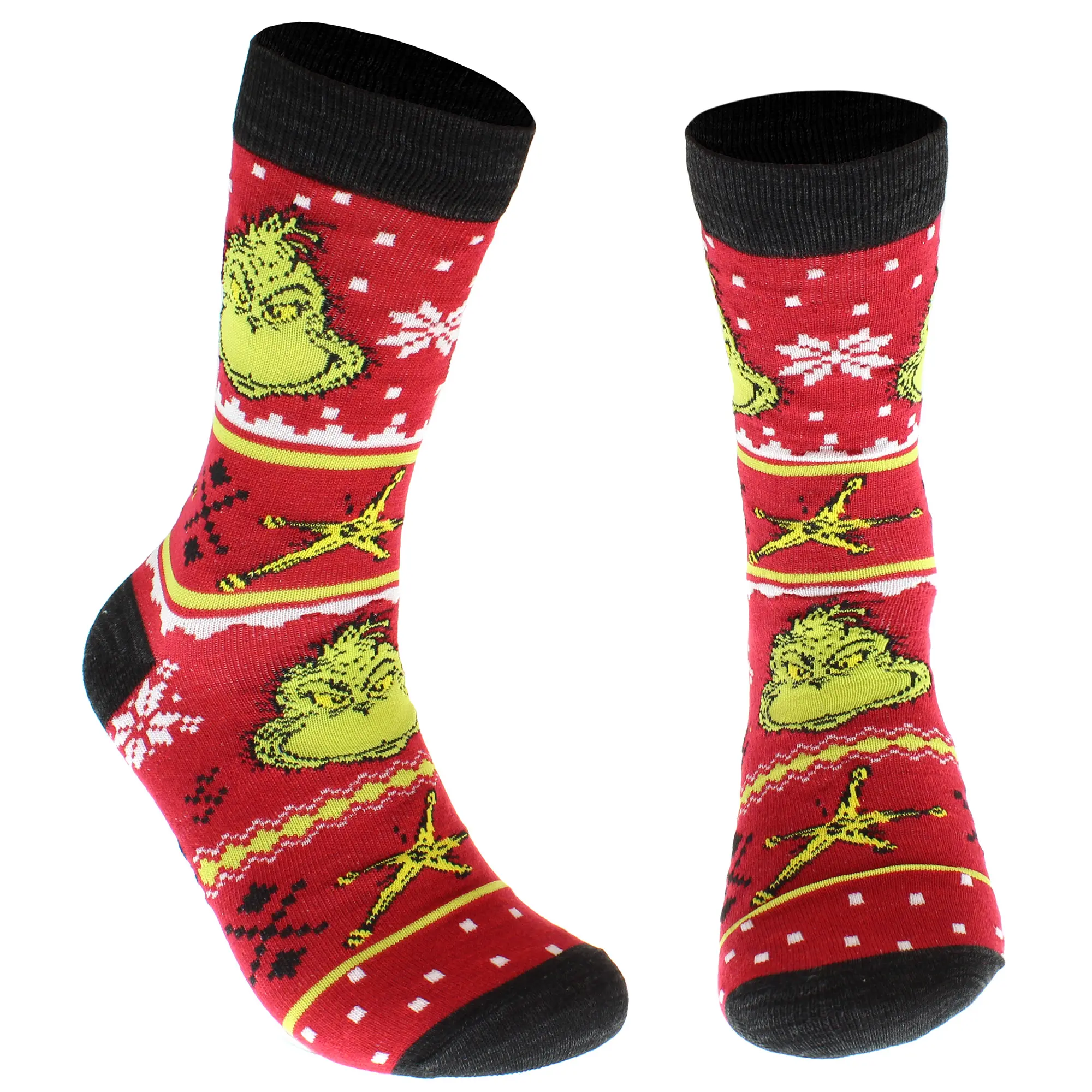 Dr Seuss The Grinch Adult Ugly Sweater Grinchmas Holiday Crew Socks 1 Pair for Men and Women (Sock Size 10-13)