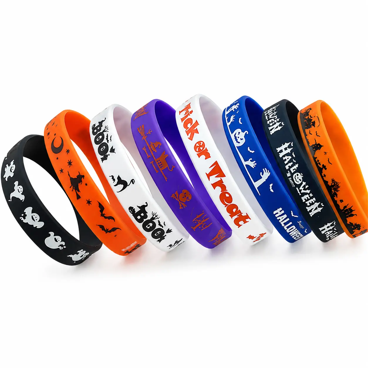 Unisex Halloween Party Pumpkin Silicone Wristband - Ghost & Witch Patterns, "Trick Or Treat" Print, Niche Festive Party Wear Accessory, Simple Fashion Sports Bracelet