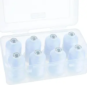 Newbrothread Mercerized Cotton Thread 600M Spool in Clear Storage Box for Quilting Sewing & Embroidery Durable Smooth Surface Thicker Than Normal Hand Stitched Seamless Stitching