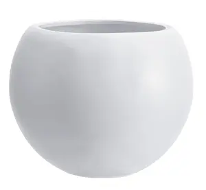 Large Round Fiberstone Planter with Drainage Hole, White, Indoor/Outdoor Large Plant Pot for Home Patio Garden, Ideal for Large Plants
