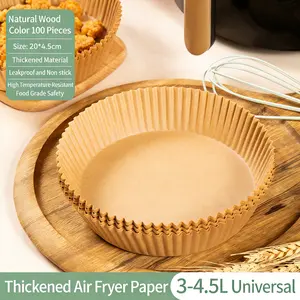 100 Pieces Air Fryer Paper Liner Round Baking Oil-Absorbing Paper Food-Grade Silicone Oil Paper Non-Stick Food Mat Paper Batch