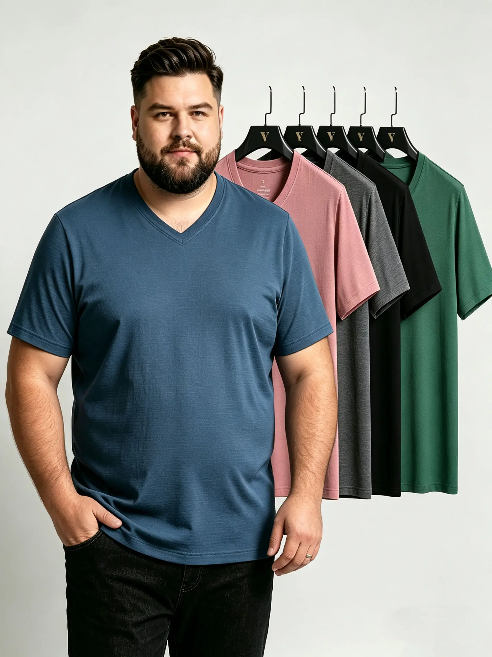 3-Pack Men's Plus Size V-Neck Ice Silk T-Shirts, Cool, Breathable & Stretchy, Loose Fit Summer Short Sleeve Tees for Big & Tall  good graphic tees summer graphic tees vintage t shirts humorous  men humorous  men cotton graphic tees white tee Tshirt