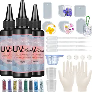 UV Resin Kits 100ml kits/200ml kits/300ml kits , Low Odor Epoxy Resin Fast Cure, Perfect for Beginners Jewelry Making, DIY Crafts, Coating, and Art