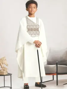 High-End African Boy Dress Set, Embroidered Cape Robe Three-Piece Suit, Luxurious Casual Wear, Matching Outfit Set, Embroidery Jacquard Quality