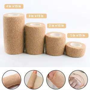 4pcs Self Adhesive Bandage Wraps, Vet Wraps, 15in Self Adherent Wraps for Sports, Wrist, Ankle and Swelling