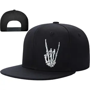 Flat Bill Hats for Men Embroidery Mens Snapback Hats Flat Brim Snap  Skeleton Skull Hat