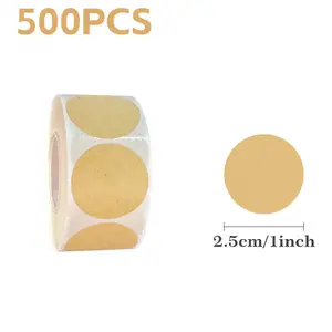 Kraft Paper Rolls Sealing Stickers, 200/500 Pieces Per Roll, Ideal for Crafting & Baking, Durable Design, Perfect for DIY Projects, Art Stickers, Self Adhesive Stickers
