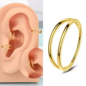 Oufer 18G Double Hoop Hinged Segment Nose Hoop Nose Ring - 316L Stainless Steel