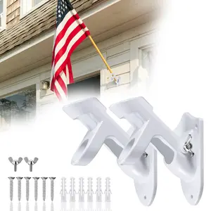 Flag Pole Holder for Outside House Heavy Duty Flag Pole Mounting Bracket 1" Aluminum Metal Flagpole Base Mount with Stainless Hardware for Yard