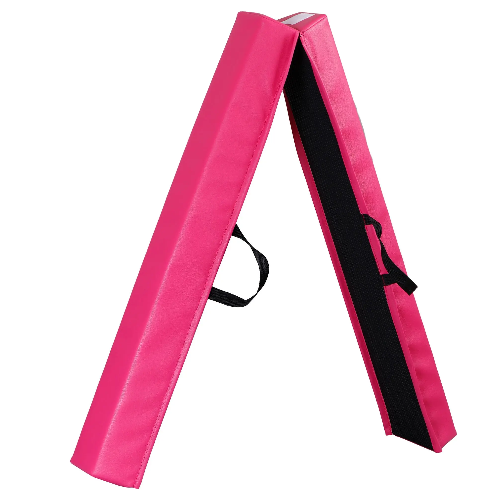 Kids' 6 ft Foldable Suede Balance Beam, Pink Junior Gymnastics Equipment with Anti-Slip Base, Small Training Equipment for Home Gym