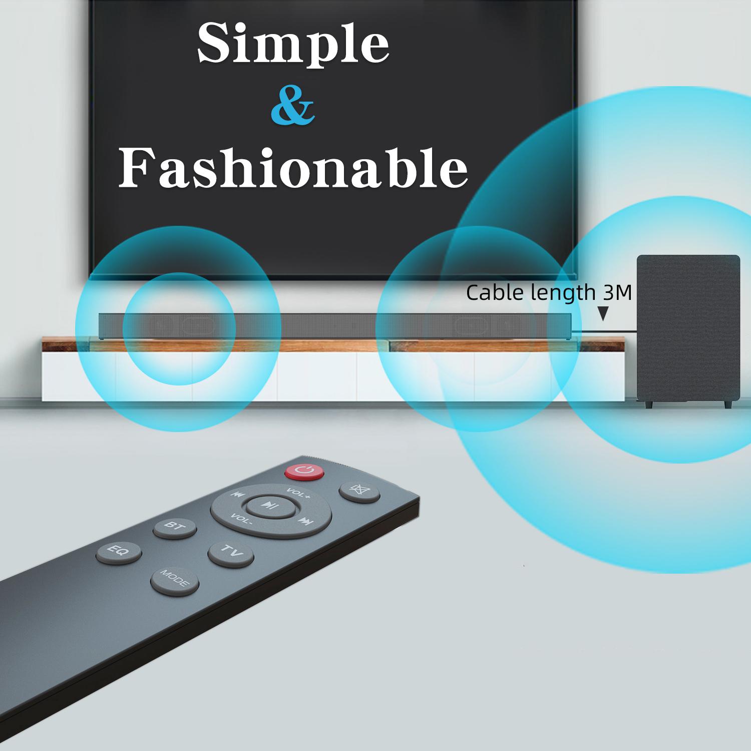 Soundbar With Subwoofer, 100W Surround Sound System For Smart TV, Wireless 5.4, EQ Control, Home Theater Audio System