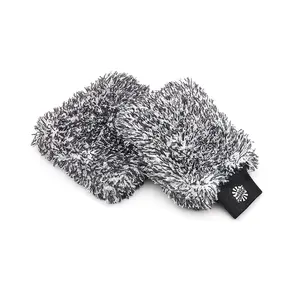 The Rag Company - The Cyclone Ultra Wash Mitt & Cyclone Ultra Wash Pad - 70/30 Blend Korean Microfiber, Scratch-Free, Lint-Free, Black (2-Pack)