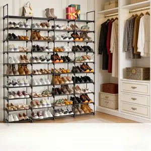 10 Tiers Shoe Rack for Entryway, Stackable Shoe Cabinet Organizer with 80 Pairs Capacity, High-Capacity Shoe Shelf Storage System, Modular Shelving Unit for Boots, Heels, and Sneakers