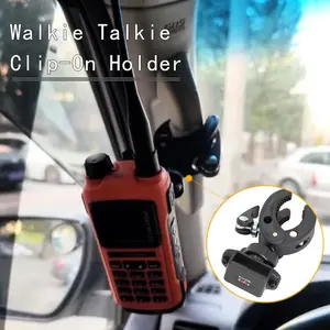 Motorcycle Universal Handheld Walkie Talkie Mounting Bracket, Handheld Radio Holder Suitable For Motorcycle Handlebar Clamp Holder, Suitable For Radio Microphone Holder With Back Clip,For Motorcycle & Car A-Pillar Handholds Mounting Stability, Compact