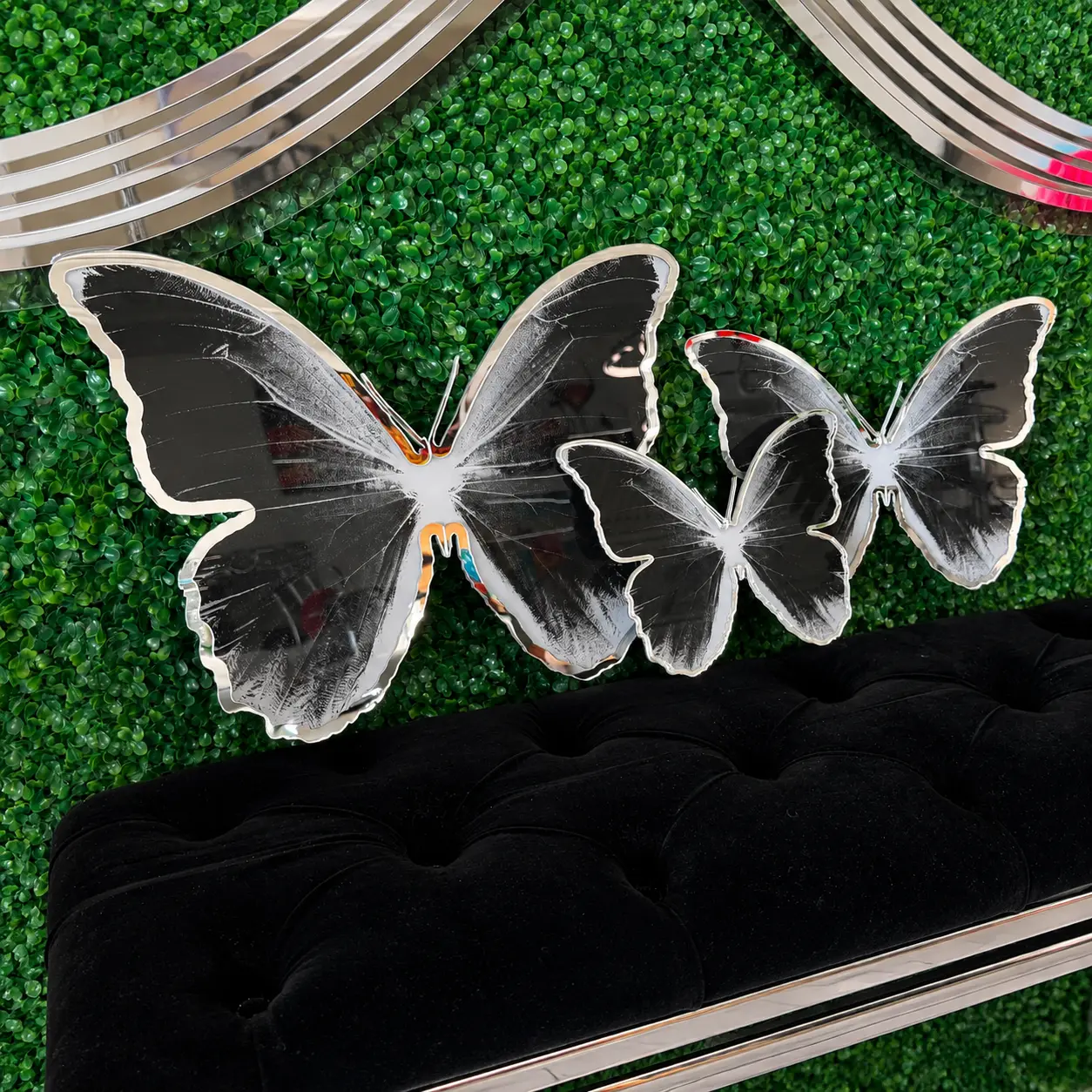 Hanging Acrylic Butterfly Decor Set, 3-Piece with Mirror for Home Wall Decor