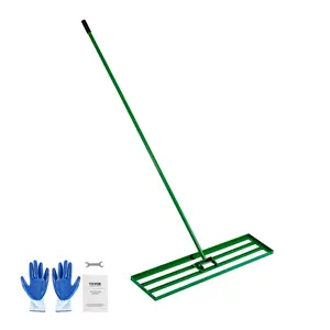 【Summervibes】VEVOR Lawn Leveling Rake, 48"x10" Level Lawn Tool, Heavy-duty Lawn Leveler with 78" Steel Extended Handle, Yard Leveling Rake Suit for Garden, Golf Lawn, Farm
