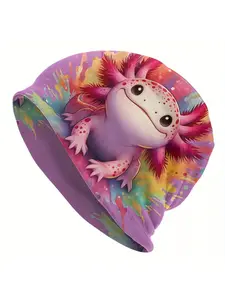 Art Axolotl Street Style Beanie Hat Stretchy Knit Polyester-Elastane Blend Comfort Fit Pullover Cap for Men