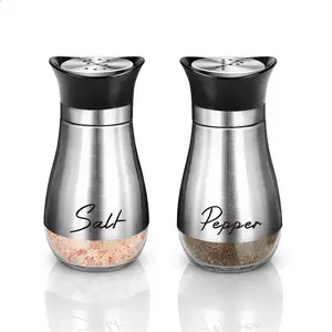 Salt & Pepper Shaker Set 4oz Glass Salt Shakers with Stainless Steel Lids Spice Dispenser for Kitchen, BBQ & Dining Table