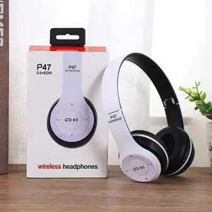 EBOW P47 Over-Ear Wireless Headset - Super Bass 5.1, 3.5mm Cable, Dual Mode, Bluetooth, SD Card Support, Volume Control, LED Lights, Built-in Mic, FM Radio, Mobile Device Compatible, Electronic Audio Streaming Accessory, Mother's Day Gift