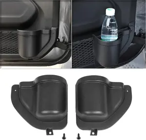 Jeep Wrangler JL JLU 2-PACK Front Door Organizer Tray for 2018-2025 Models Rubicon Sport Sahara Gladiator JT 4EX Interior Storage Box Black Accessory, Dual-Pack Convenience