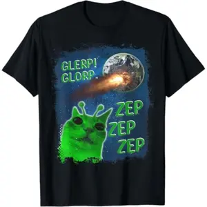 100% Cotton Glerp Glorp Funny Alien Cat T-Shirt
