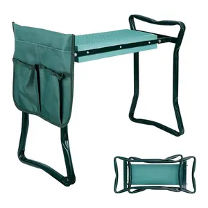Foldable garden kneeling mat and seat, gardening bench for kneeling and sitting, garden helper seat with tool bag, soft Eva foam cushion for kneeling and sitting, lightweight frame