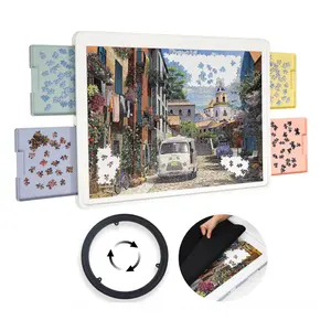 Playboda 1000-1500 Pieces Rotating Plastic Puzzle Board with Drawers and Cover, Portable Jigsaw Puzzle Table for Adults, Lazy Susan Spinning Puzzle Boards (Patent Design)