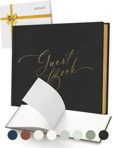 Wedding Guest Book for Reception — Gold-Foiled Guestbook to Sign in, Elegant Baby Shower Guest Book for Party & Birthday — Navy Photo & Polaroid Guest Book for Wedding & Bridal Shower (No Date)