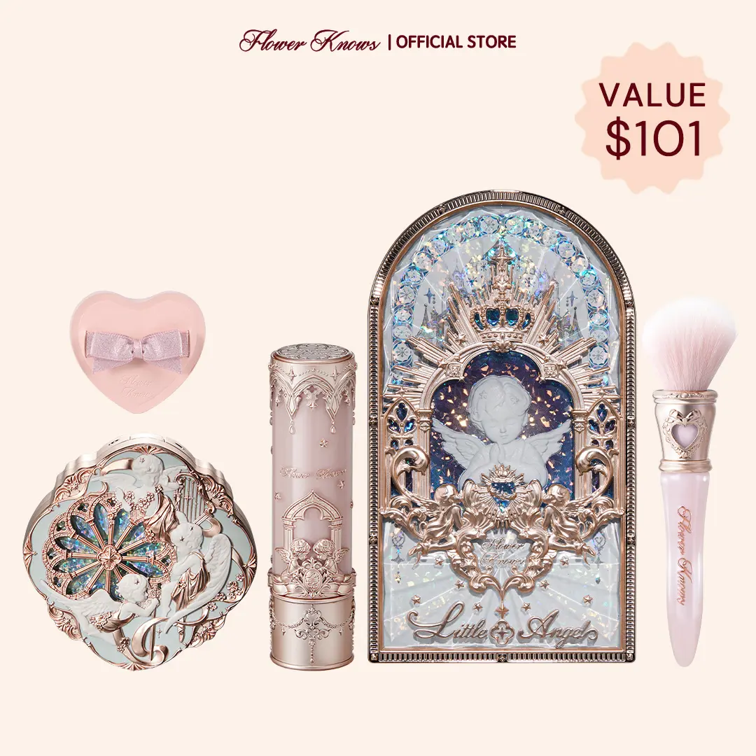 Flower Knows Little Angel Full Face Makeup Set, eyeshadow, blush, lipstick, brush, puff, smooth, longlasting, #summerwins, #DealsForYouDays