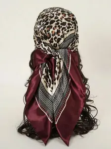 Women's Elegant Leopard Print Square Scarf, Soft Comfortable Multifunctional Scarf, Fashionable Hair Accessories, Hair Scarves for All Seasons, Leopard Print Headscarf, Leopard Print Hair Accessory, Scarf Head Wrap