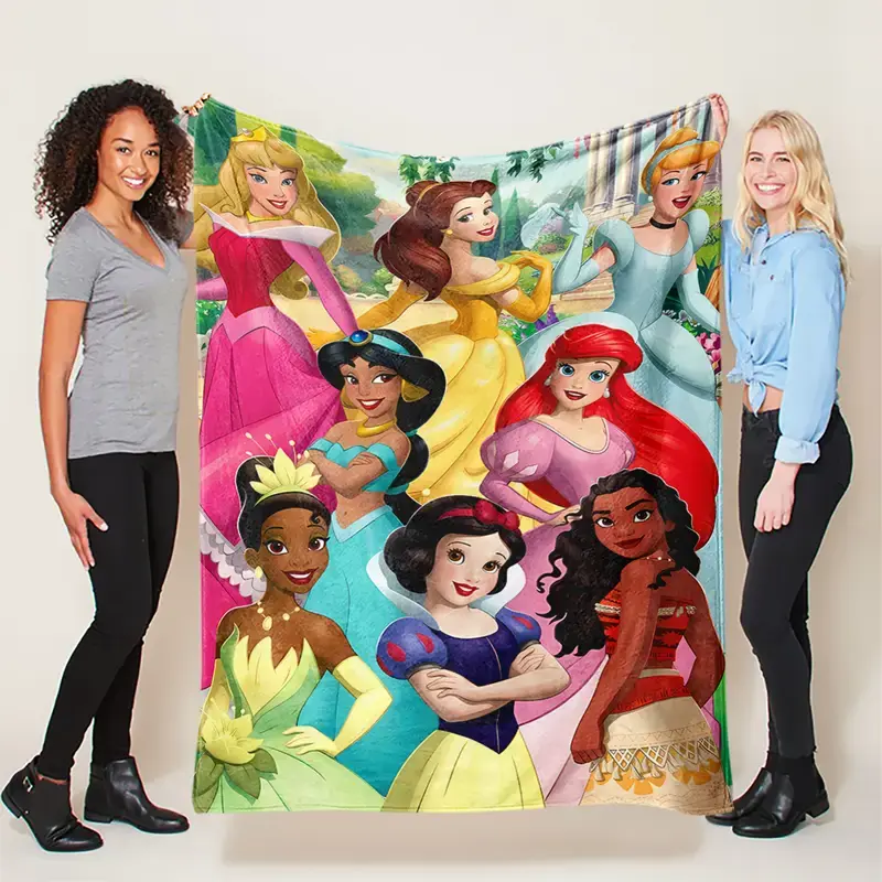 [SummerVibes] DISNEY CLASSIC Princess Blanket - Soft Flannel All-Season Cozy Throw Blanket, Perfect for Sofa Bed, Cozy Home Accessory